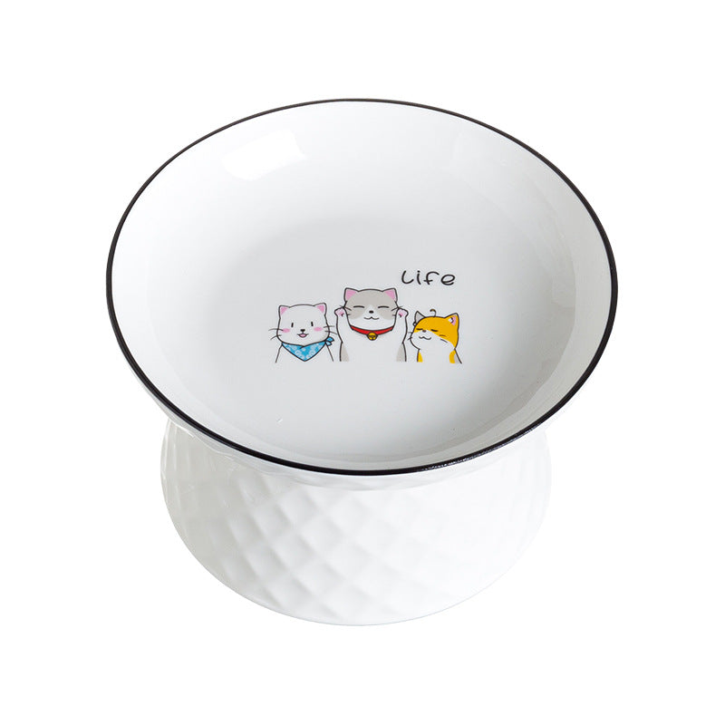Raised Ceramic Cat Bowl, Elevated Feeding Dish