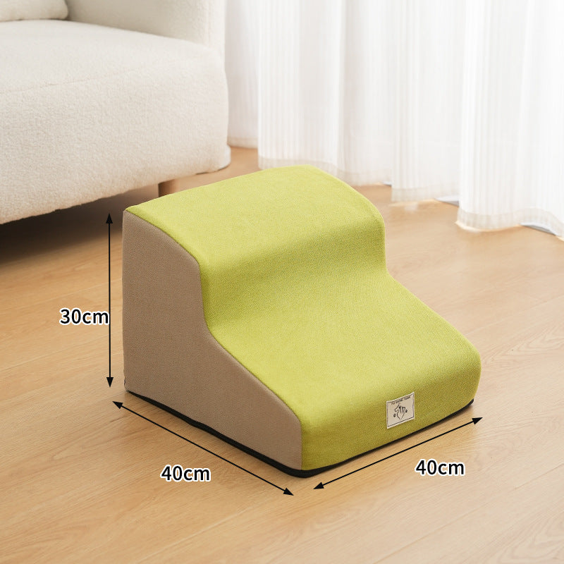 Washable anti-slip foam pet stairs in khaki fabric