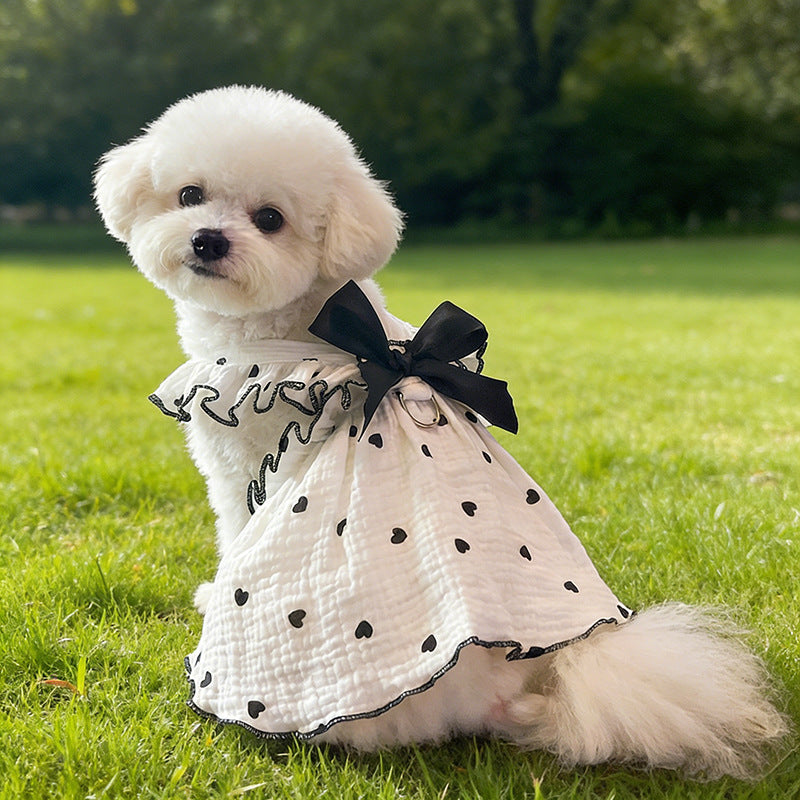 Heart print cotton dog dress, available in 5 colours, image 4