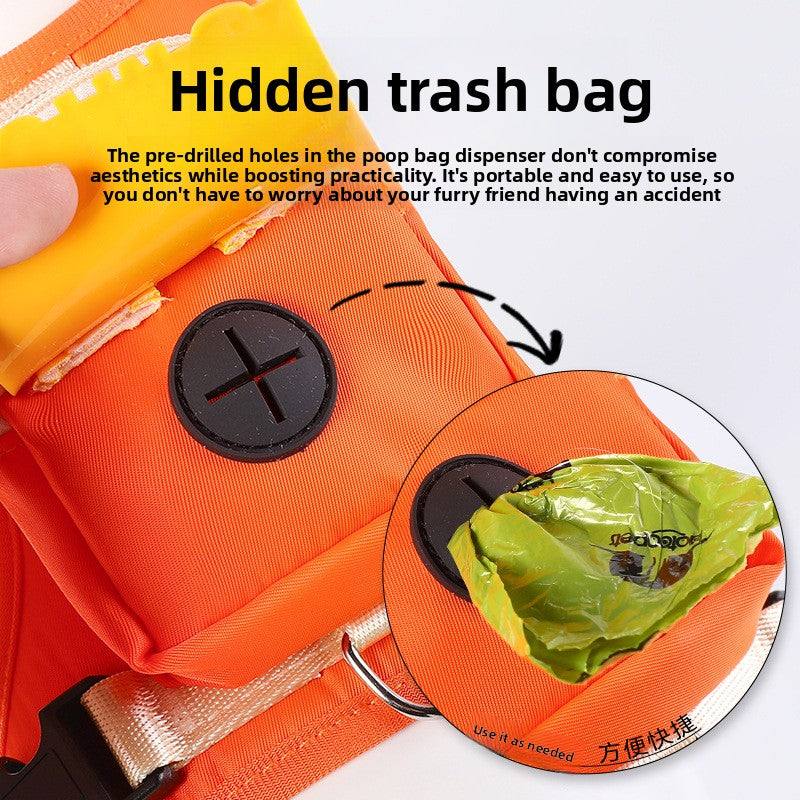 Small dog harness with backpack and lead, ideal for everyday use