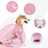 Coral fleece four-leg dog pyjamas in Bone Grey, side view