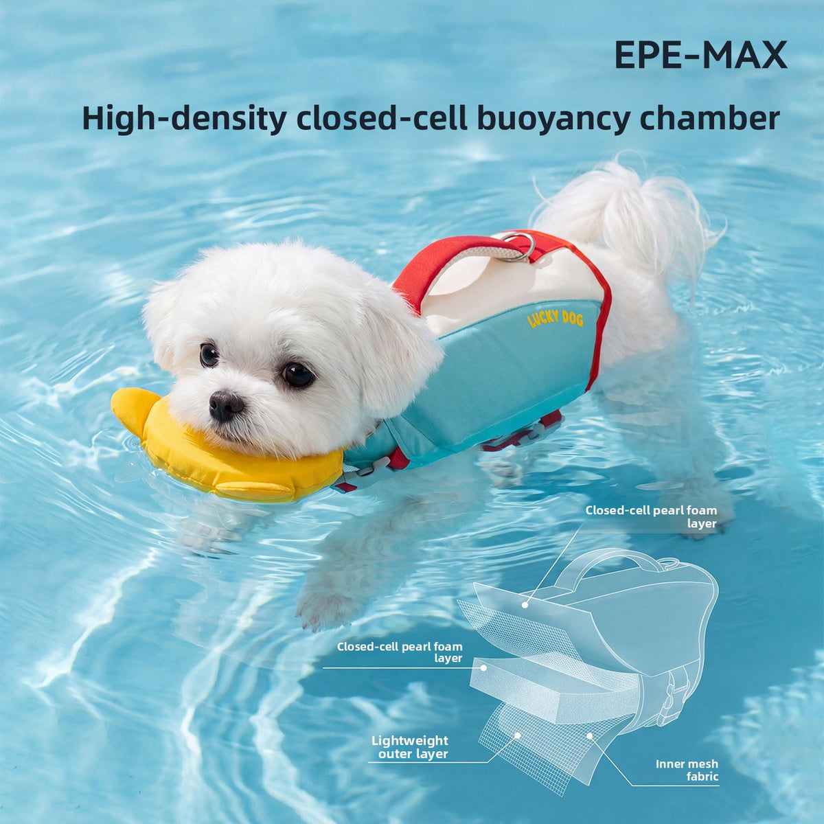 Yellow bear dog swimming life jacket, in Yellow Bear, image 1