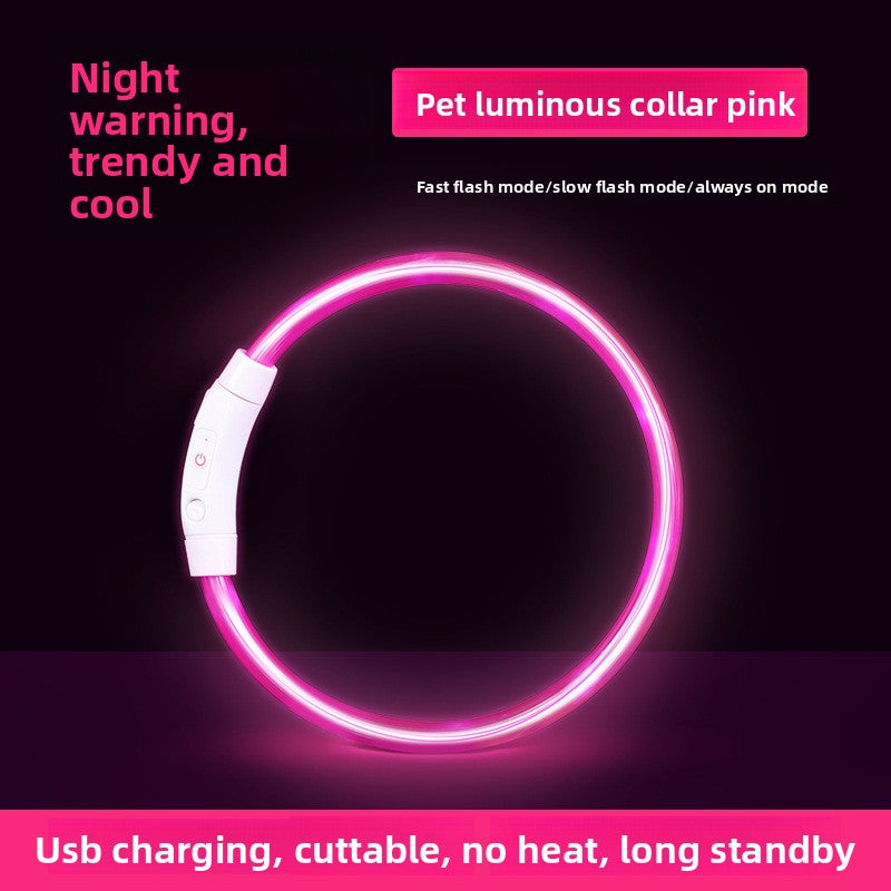 Rechargeable glowing LED dog collar for night walks, view 28