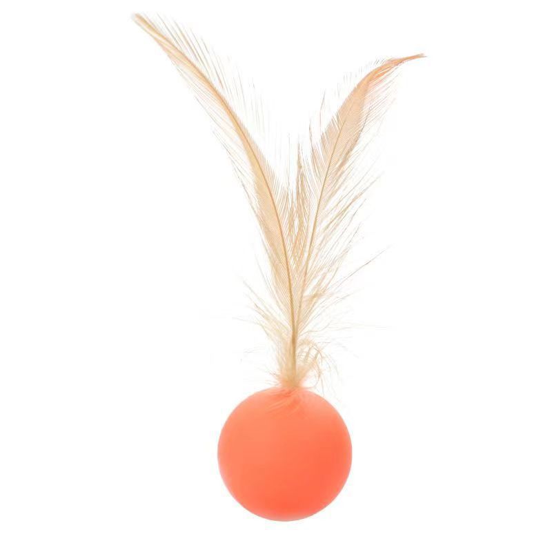 Bouncy cat toy ball with feathers, product detail photo