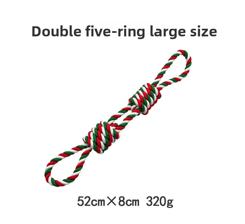 Christmas cotton rope dog toy set with knots for chewing and tug - view 6