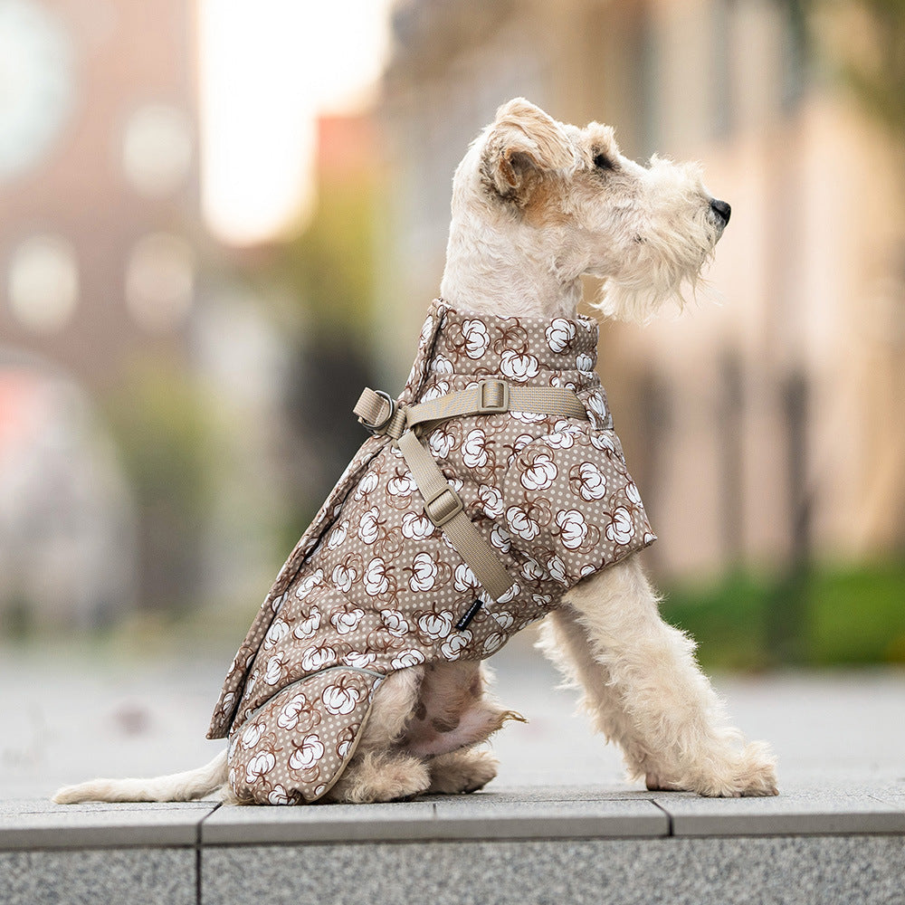 Water resistant padded dog coats in three colourways
