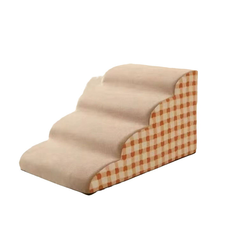 Two-step foam pet stairs with plaid cover, photo 5 of 11
