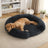 Plush round donut bed for cats and dogs, alternative angle view