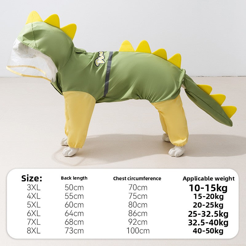 Waterproof shark raincoat for large dogs, in Grey Shark, sizes 3XL to 8XL, image 8