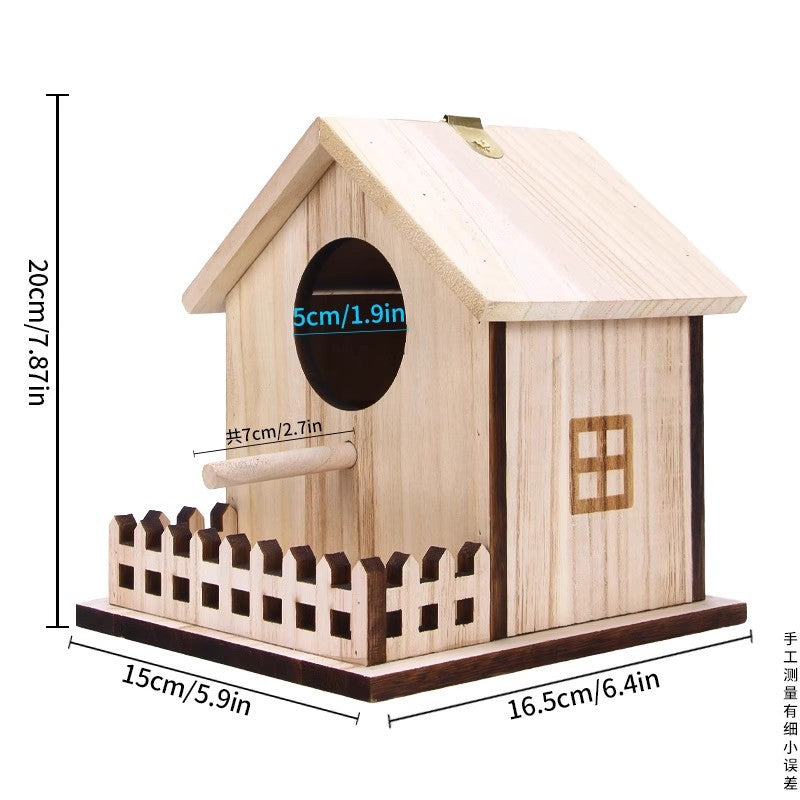 Natural wooden five hole bird nest box house, view 7