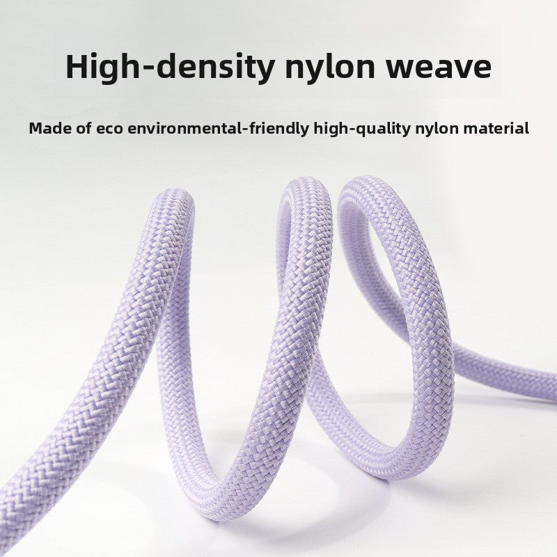 Round nylon rope dog lead in sky blue with metal clip