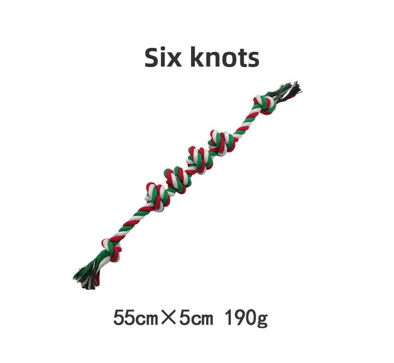 Christmas cotton rope dog toy set with knots for chewing and tug - view 17