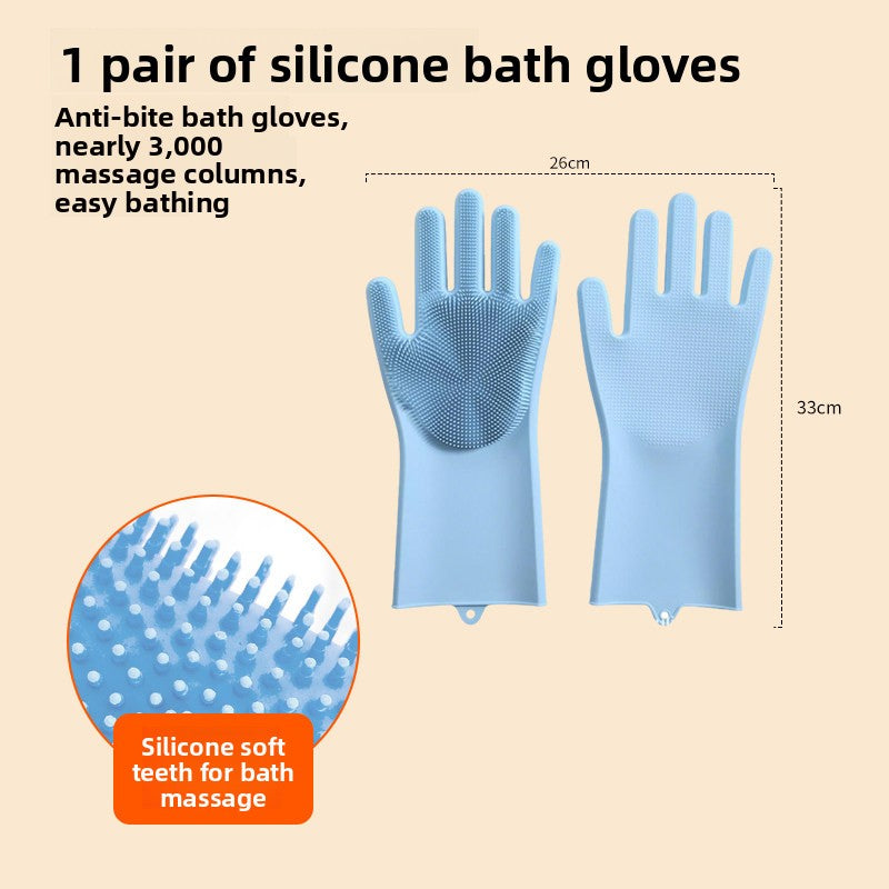 Pet Grooming and Bathing Kit with Silicone Glove and Nail Clipper