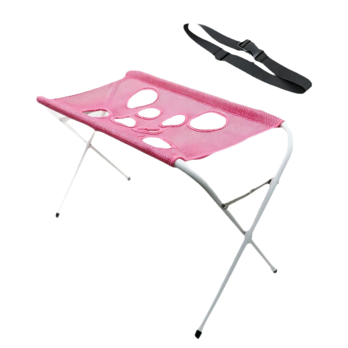 Pet grooming hammock with stand holding a small dog for nail trimming, photo 5