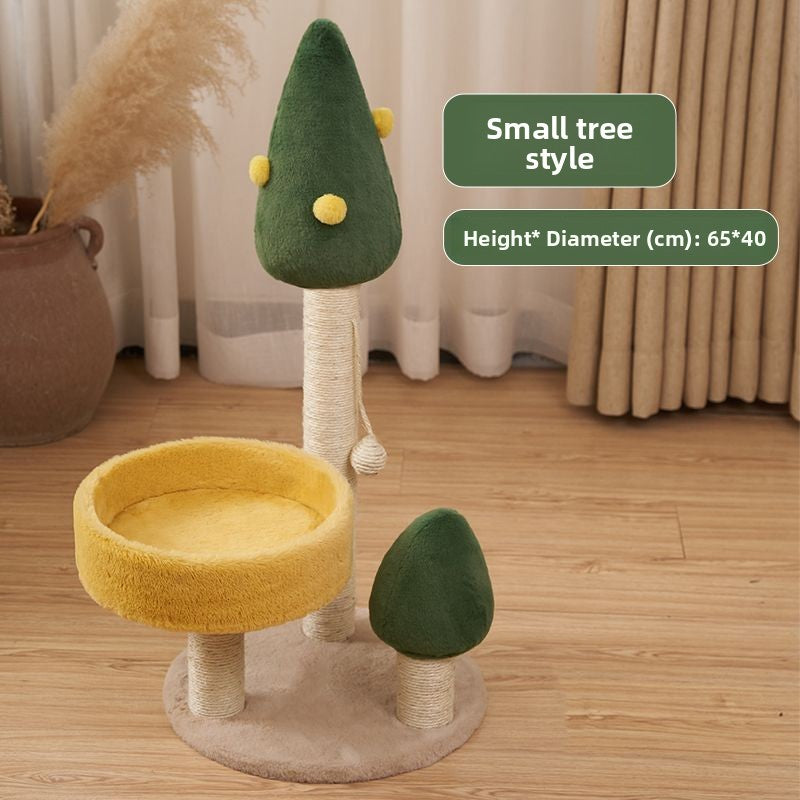 Pine green multi-level cat climbing tower with sleeping pods, photo 10