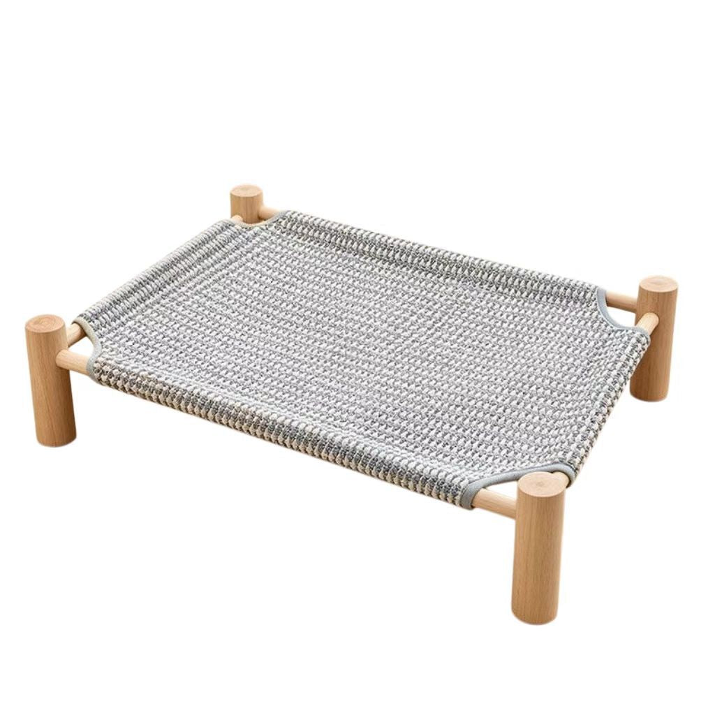 Wooden Raised Pet Camp Bed with Removable Washable Cover