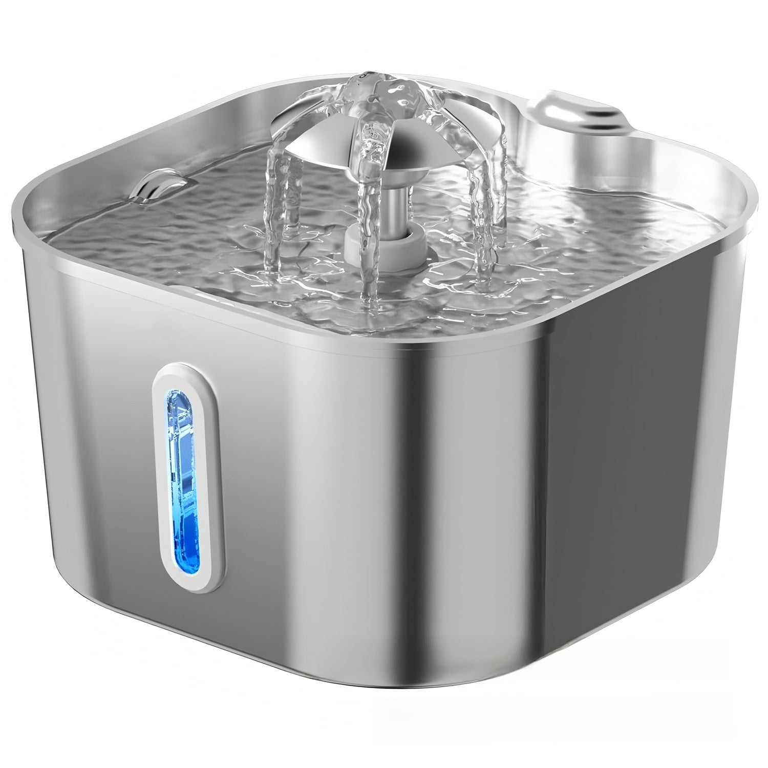 Stainless Steel USB Pet Water Fountain 2.2L with Detachable Parts and Window Options