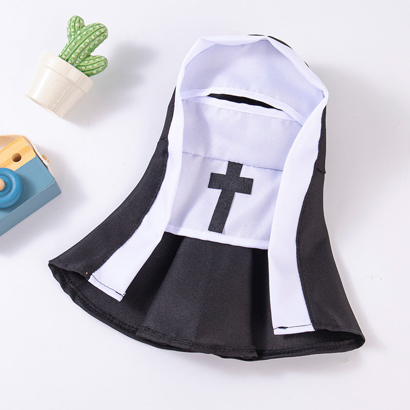 Nun uniform cosplay costume for cats in light breathable cloth