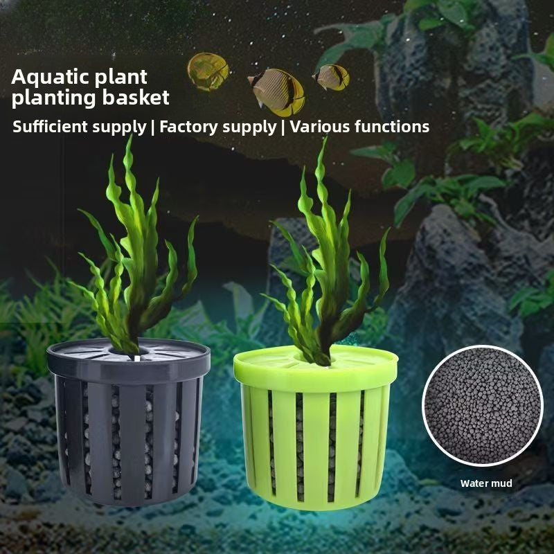 Plastic aquarium plant basket for holding aquatic plants