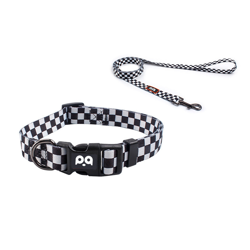 Printed dog collar with star pattern and matching lead