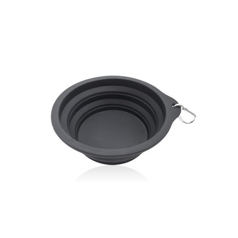 Outdoor Portable Folding Silicone Pet Bowl with Carabiner, 350ml and 650ml Sizes