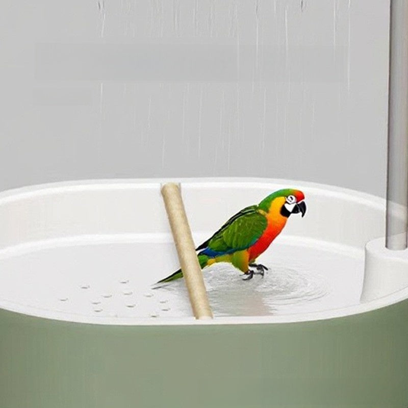 Circulating bird bath shower basin with perch stand for parrots, view 2