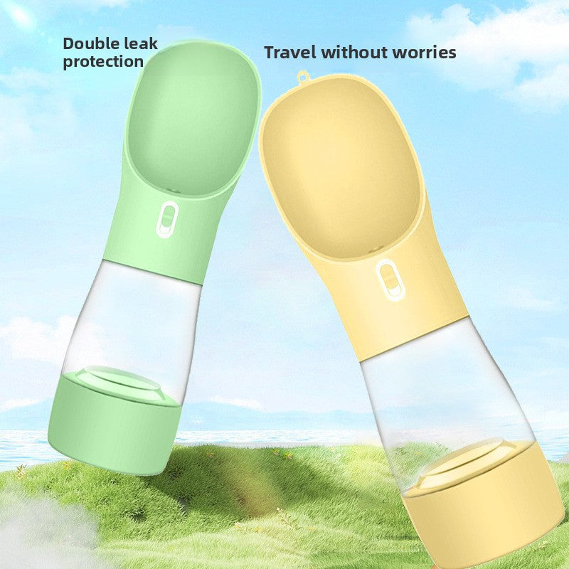 Portable Pet Water Bottle with Detachable Bowl and Carry Strap for Dogs and Cats