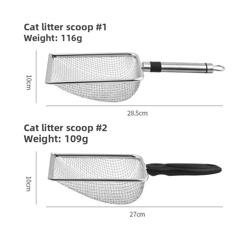 Stainless Steel Fine Mesh Cat Litter Scoop, Rust-Resistant Sifter
