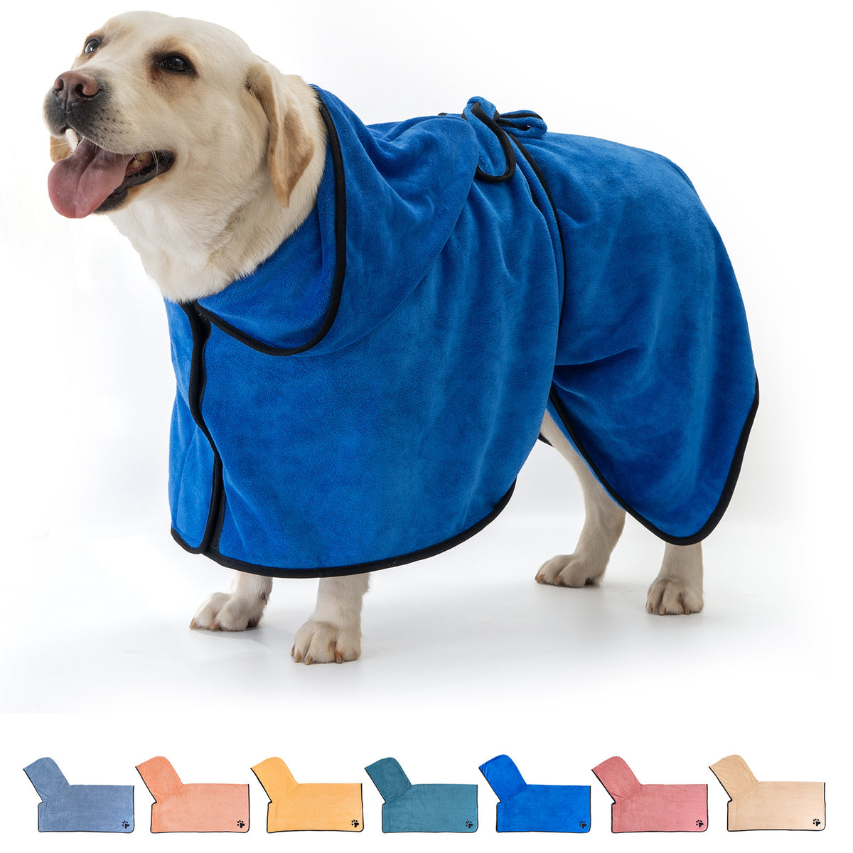 Microfibre pet bathrobe towel for dogs and cats in Emerald Green, side view