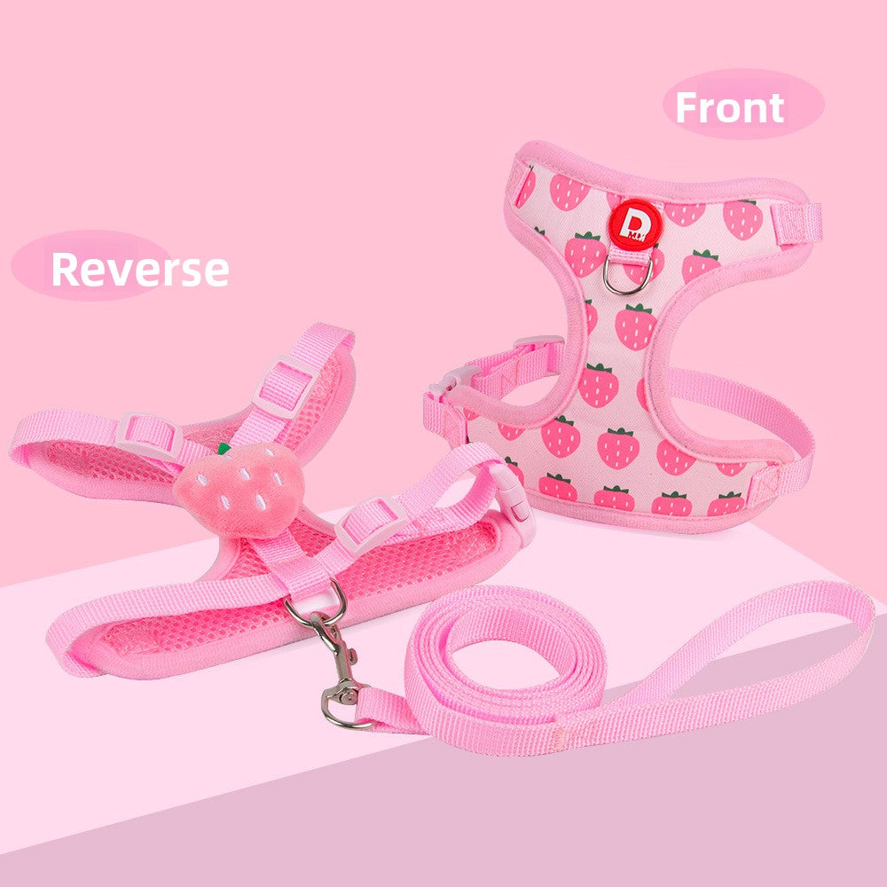 Fruit print dog harness in 3 colour options