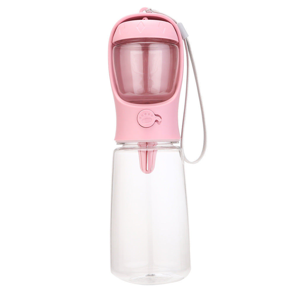 Portable Pet Water Bottle and Dry Food Container, 350ml or 550ml Leakproof Travel Set