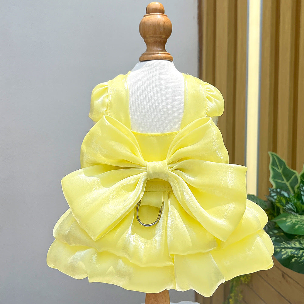 Lace pet wedding dress for small dogs and cats in Yellow, size Small