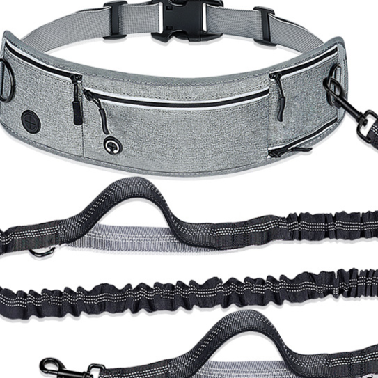Hands-free reflective dog lead with waist bag, product photo