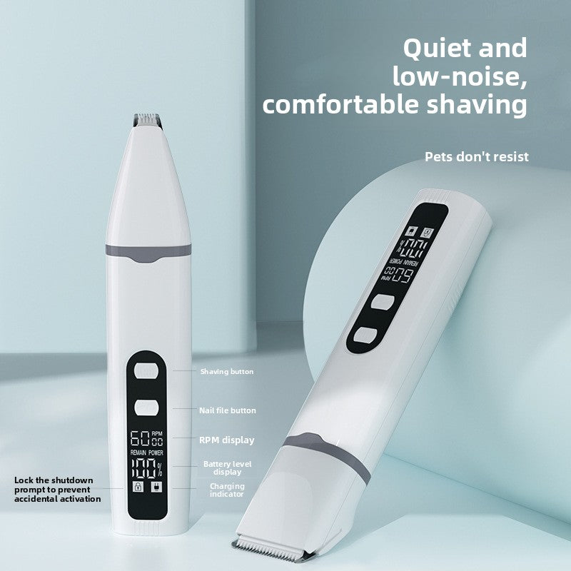 4-in-1 Pet Clipper and Nail Grinder Kit with 3 Blade Heads, USB