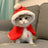 Christmas red cloak and hat set for dogs and cats in Red, front view