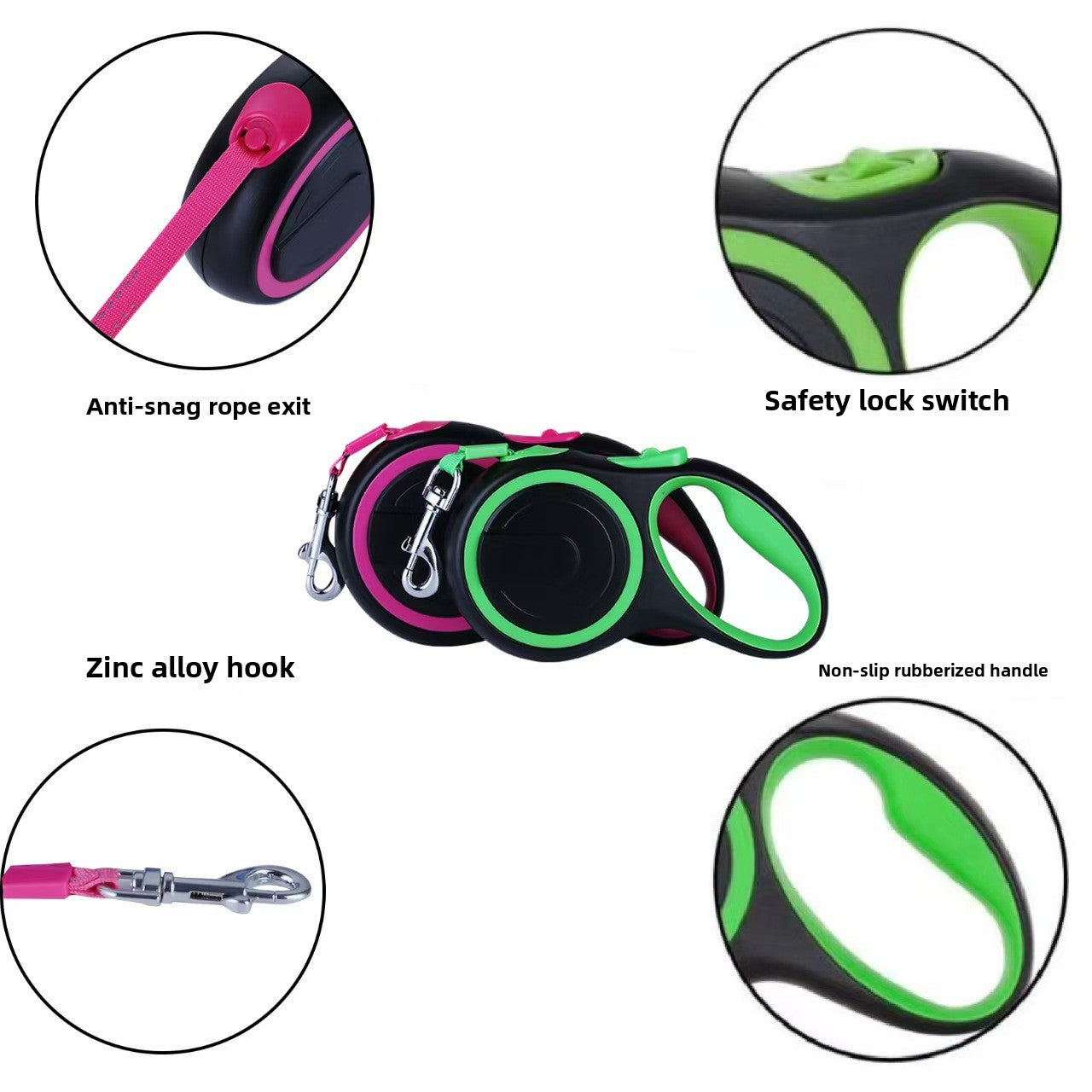 Automatic retractable dog lead with safety lock, product image 2