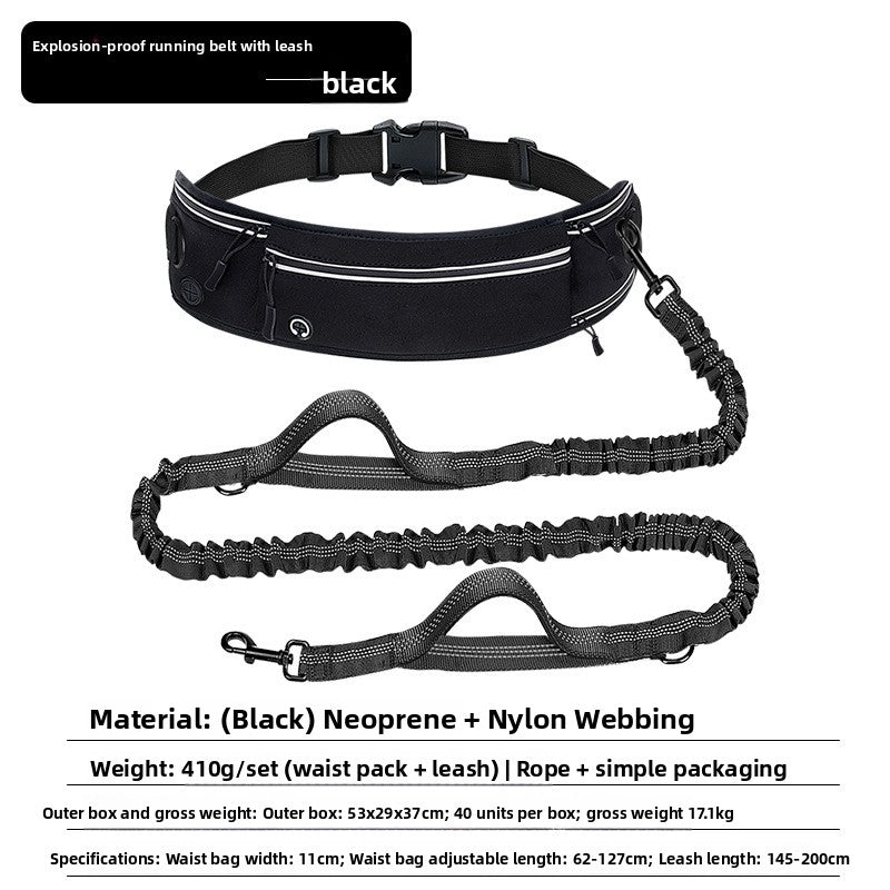 Hands-free reflective dog lead with waist bag, ideal for everyday use