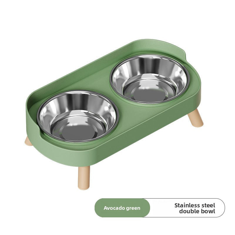 Anti-Spill Double Pet Bowl in Stainless Steel, Plastic or Ceramic with Raised Stand