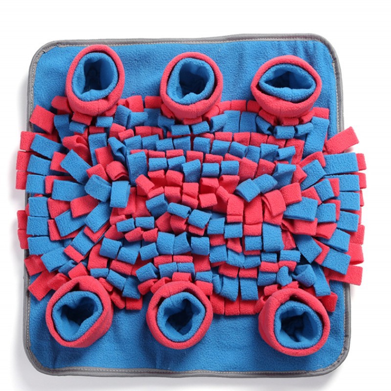 Yellow and pink snuffle mat measuring 42 by 42cm