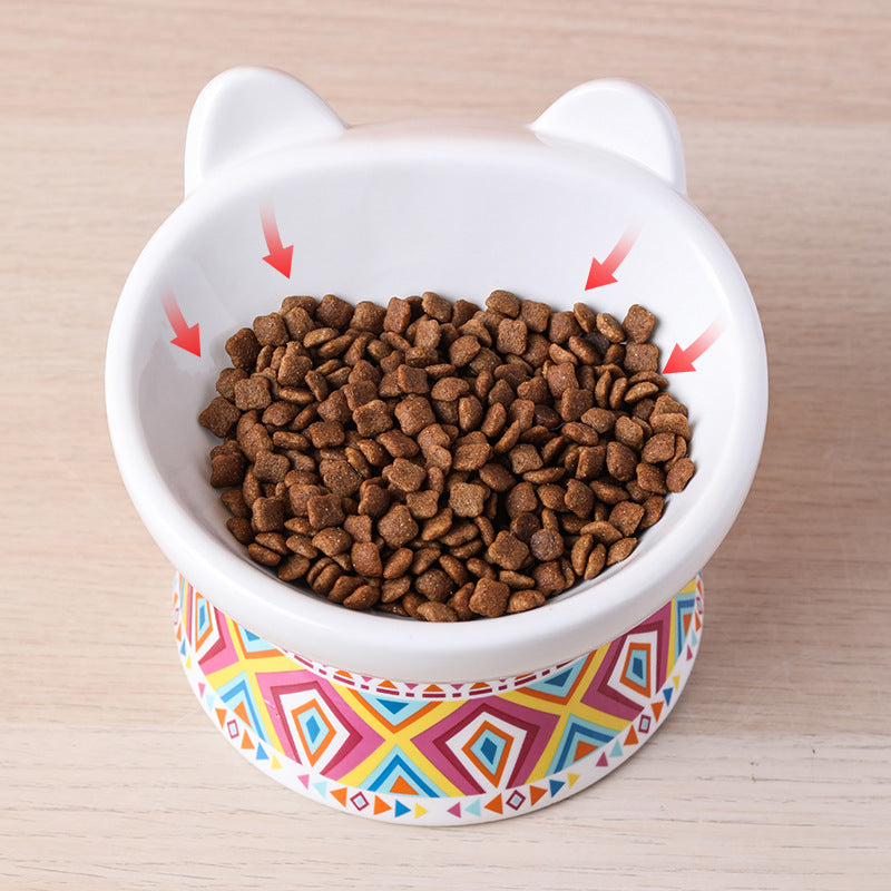 Ceramic Pet Bowl with Anti-Spill Design and Silicone Pad