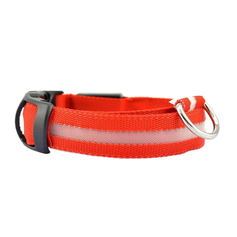 LED mesh dog collar with light modes in Black with Multicolour Light, top view