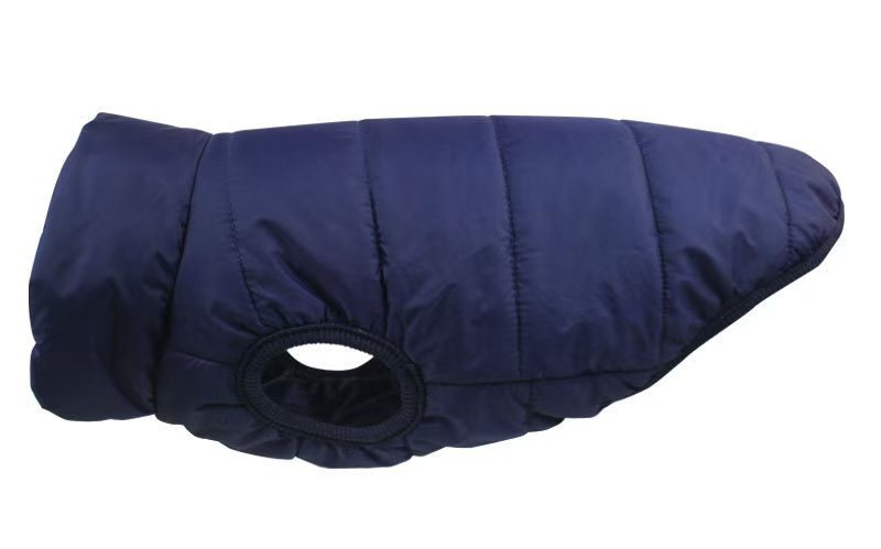 Thick padded dog vest coat for cold weather in Red, in use with a pet