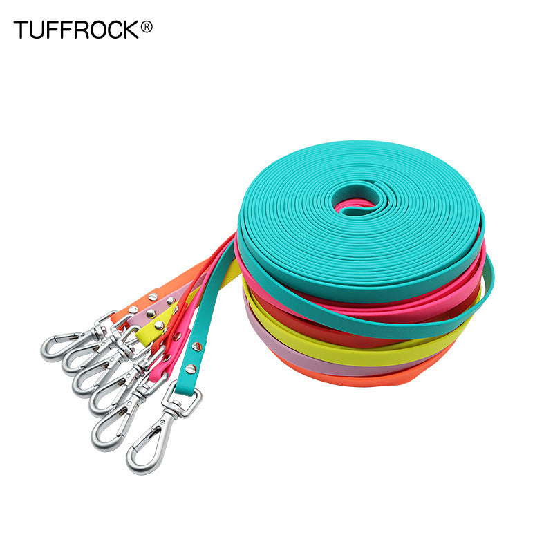 Waterproof PVC dog training lead with embossed strap, product image 1