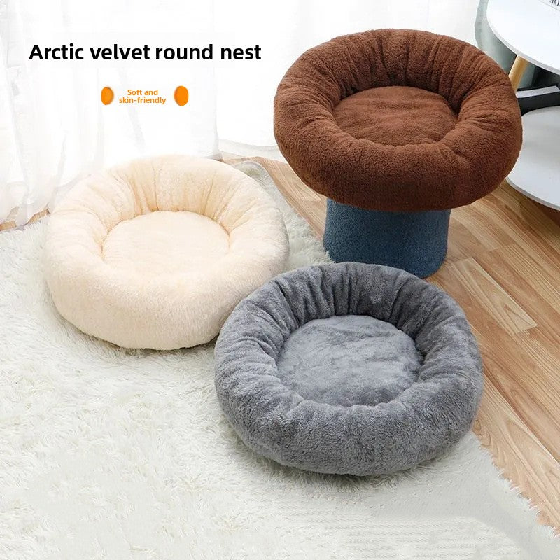Round arctic velvet pet nest mat, photo 1 of 14