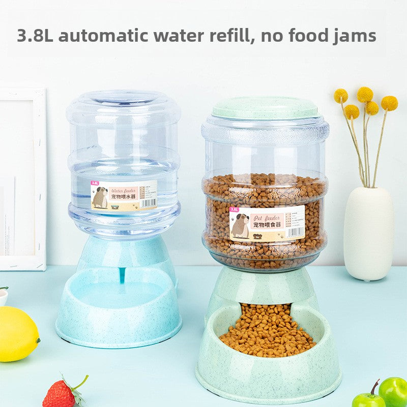 Automatic Pet Feeder and Water Drinker, Large Capacity Plastic Dispenser for Cats and Dogs