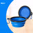 Collapsible pet travel bowl with clip in White, showing size and shape