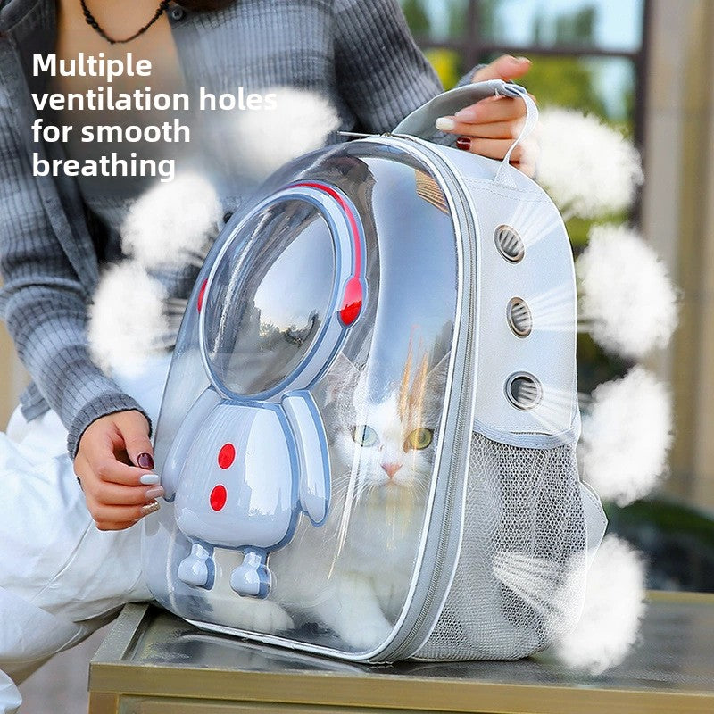 Clear capsule pet backpack carrier for cats and small dogs, main product photo