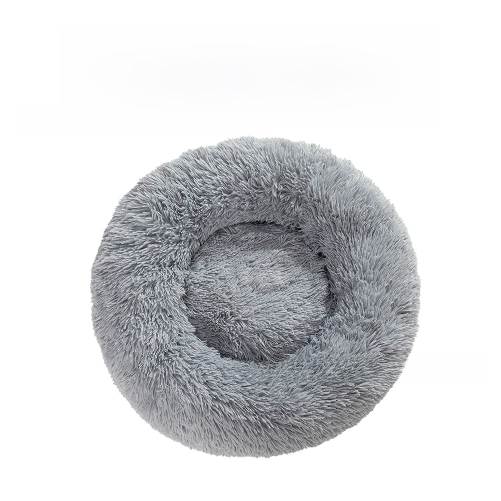 Non slip round long plush donut dog bed, view 17