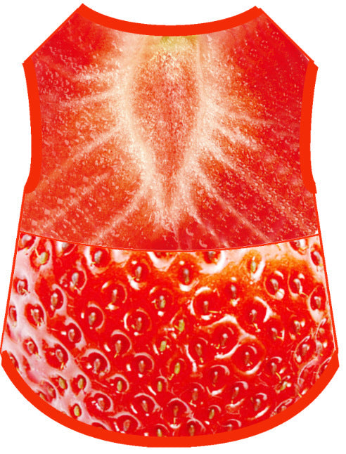 Breathable mesh summer pet vest for dogs and cats in Red Green Watermelon, close-up detail
