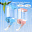 Blue automatic clip on bird water dispenser on cage, view 1